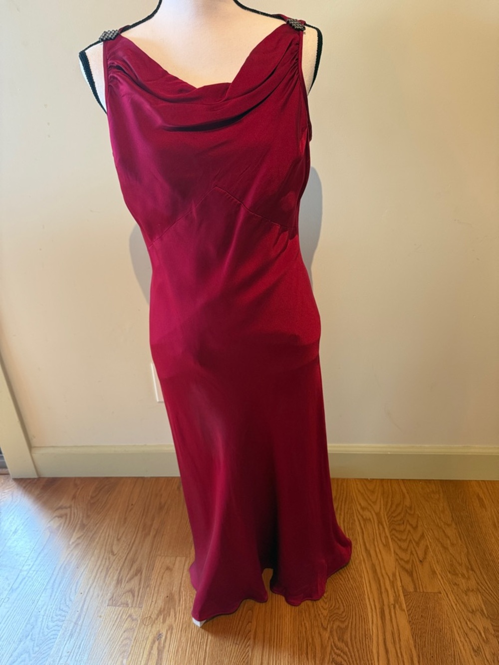 Anne Klein Crimson Sleeveless Cowl Neck Ankle length Dress